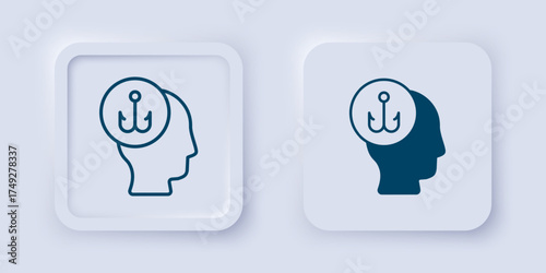 Filled and outline Fisherman icon isolated on grey background. Square button. Vector