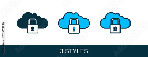 Filled outline Cloud computing lock icon isolated on white background. Security, safety, protection concept. Protection of personal data. Vector