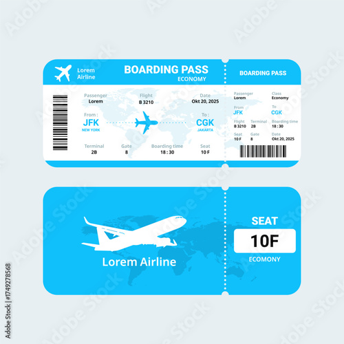 Boarding pass vector isolated on white background.