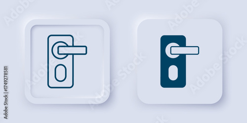 Filled and outline Fingerprint door lock icon isolated on grey background. ID app icon. Identification sign. Touch id. Square button. Vector