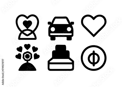 Love and relationship icons for various concepts