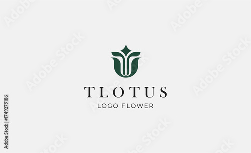 Logo Abstract Lotus or Tulip Flower With Letter T. Nature, Feminine and Beauty Colourful Creative Template. Modern and Minimalist Concept