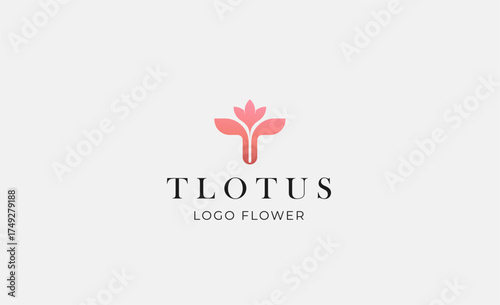 Logo Abstract Lotus or Tulip Flower With Letter T. Nature, Feminine and Beauty Colourful Creative Template. Modern and Minimalist Concept