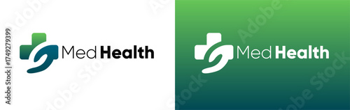 med health logotype. Cross icon medical logo for business, science, healthcare, medical, hospital and doctor green design logo vector