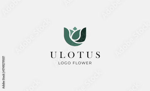 Logo Abstract Lotus or Tulip Flower With Letter U. Nature, Feminine and Beauty Colourful Creative Template. Modern and Minimalist Concept