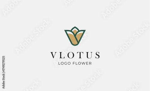 Free Download Logo Abstract Lotus or Tulip Flower With Letter V. Nature, Feminine and Beauty Colourful Creative Template. Modern and Minimalist Concept - GFXLoad