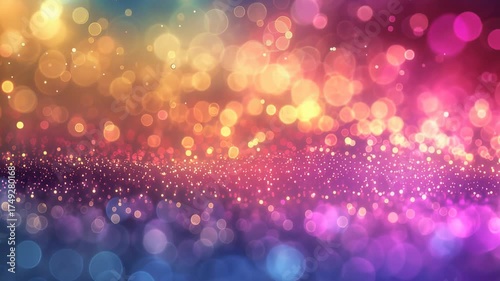 Vibrant Multicolored Bokeh Background with Golden Shades and Shimmering Effects for Celebrations