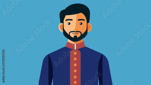 A man with a beard and a blue and red jacket. He is smiling