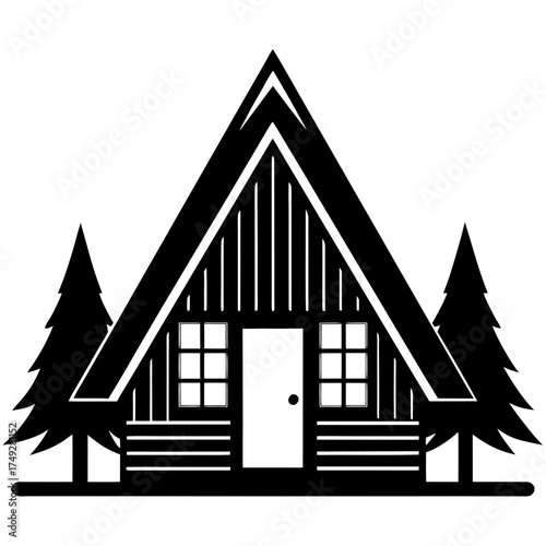 illustration of a wooden house