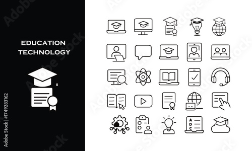 Modern education technology icons perfect for online learning platforms and innovative teaching materials, empowering students with digital resources today