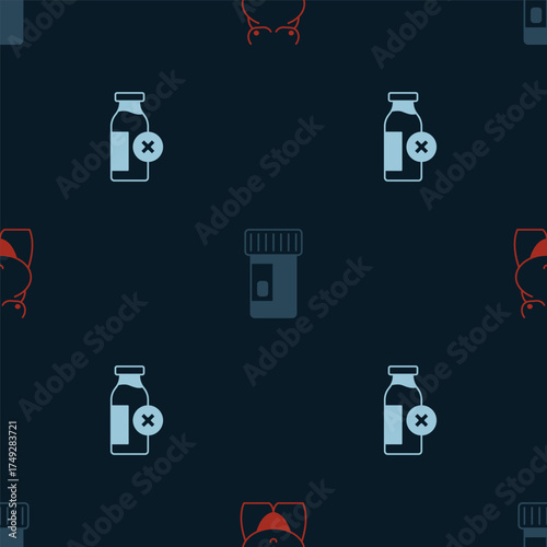 Set Obesity, Vitamins and Lactose intolerance on seamless pattern. Vector