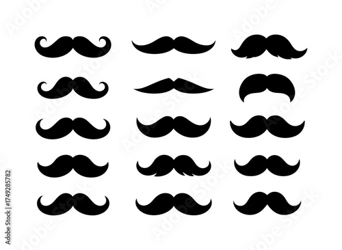 Classic mustache collection set in silhouette style for grooming enthusiasts