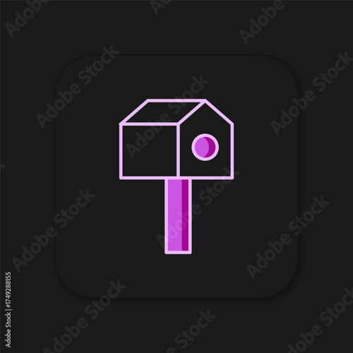 Filled outline Bird house icon isolated on black background. Nesting box birdhouse, homemade building for birds. Flat filled outline style with shadow. Vector