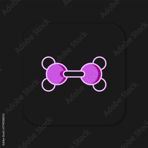 Filled outline Molecule icon isolated on black background. Structure of molecules in chemistry, science teachers innovative educational poster. Flat filled outline style with shadow. Vector