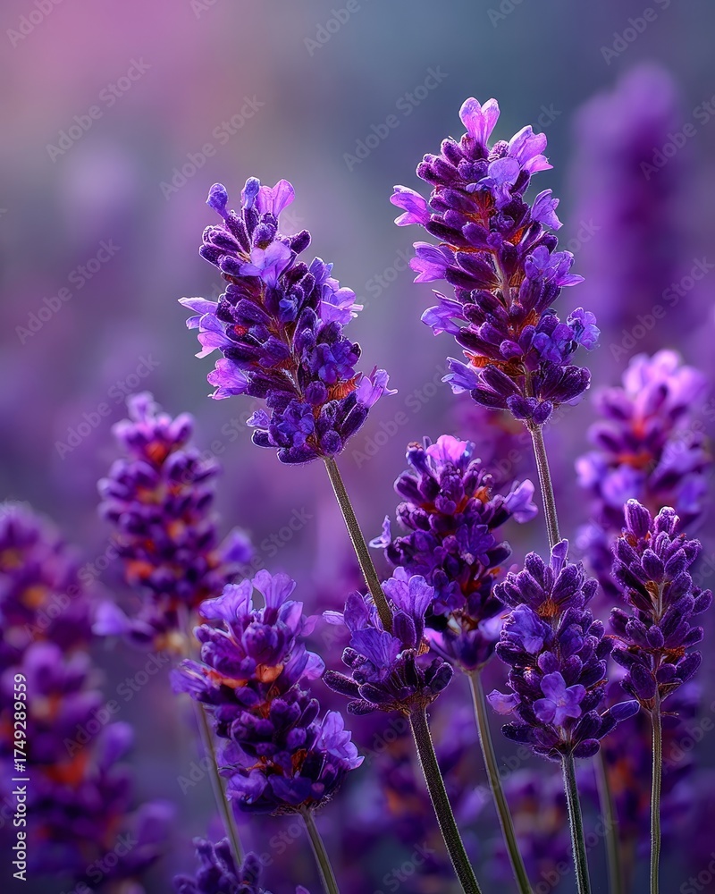 Obraz premium Lavender Blossoms in Soft Sunset Light — Perfect for Holiday Aromatherapy and Decor