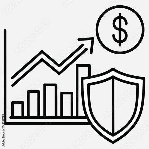 Investment Protection and Growth Illustration with Rising Graph and Shield