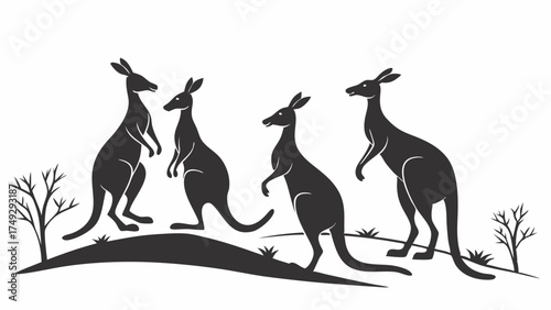 Australian Kangaroos Hopping in Outback Landscape for Wildlife Tourism and Safari Marketing, Engaging Adventure Travel Content