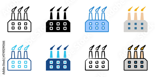 Factory icon set multiple style collection 
