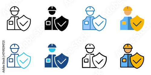 Labor union icon set multiple style collection 
