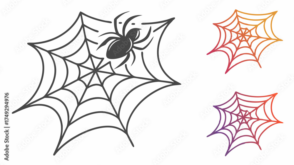 Obraz premium Spooky Halloween Spider Web Graphic for Autumn Holiday Marketing, Web Design, and Scary Party Invitations. Mysterious Dark Atmosphere.