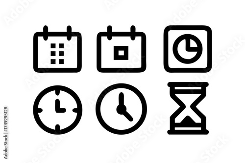 Time and calendar icons in simple style