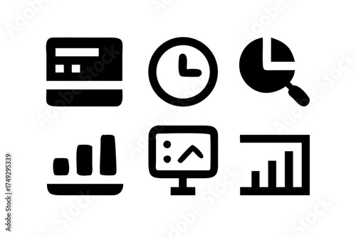 Set of business and finance icons with glyph style