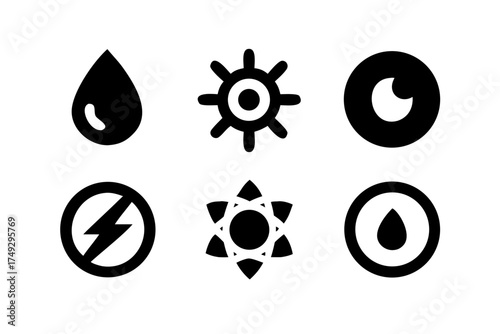 Collection of various black and white symbols
