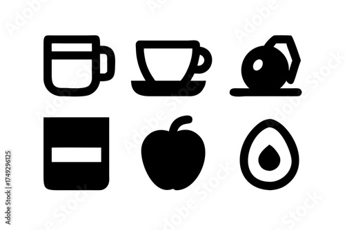 A collection of food icons for design use