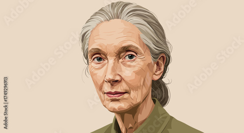 Inspirational portrait of a mature woman with gray hair, perfect for celebrating wisdom, experience, and leadership in fields like science, conservation, or activism