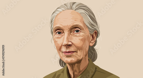 Inspiring portrait of a wise woman with gray hair, a symbol of experience and knowledge, radiating strength and serenity for campaigns celebrating wisdom and female empowerment