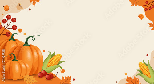 Celebrate the autumn harvest with vibrant pumpkins and corn, perfect for Thanksgiving designs, seasonal marketing, and adding a touch of fall charm to your projects