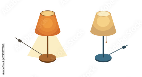 Isometric table lamps with adjustable stand and warm lighting effects
