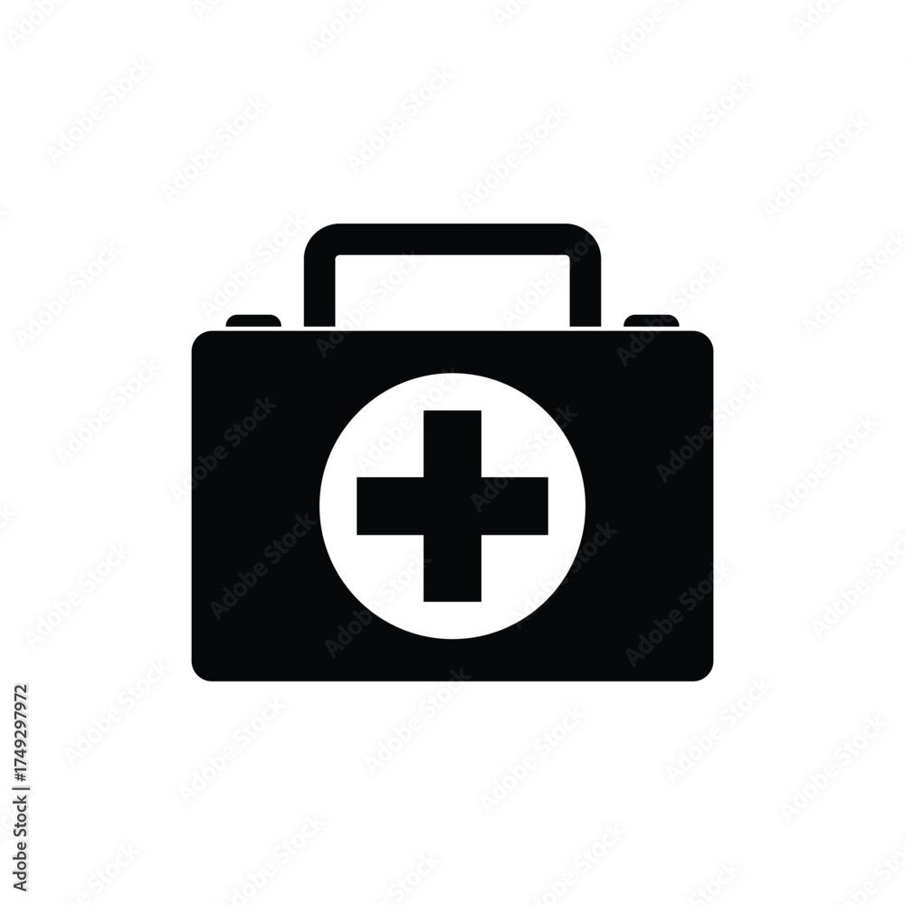 Obraz premium first aid kit icon vector design concept silhouette style