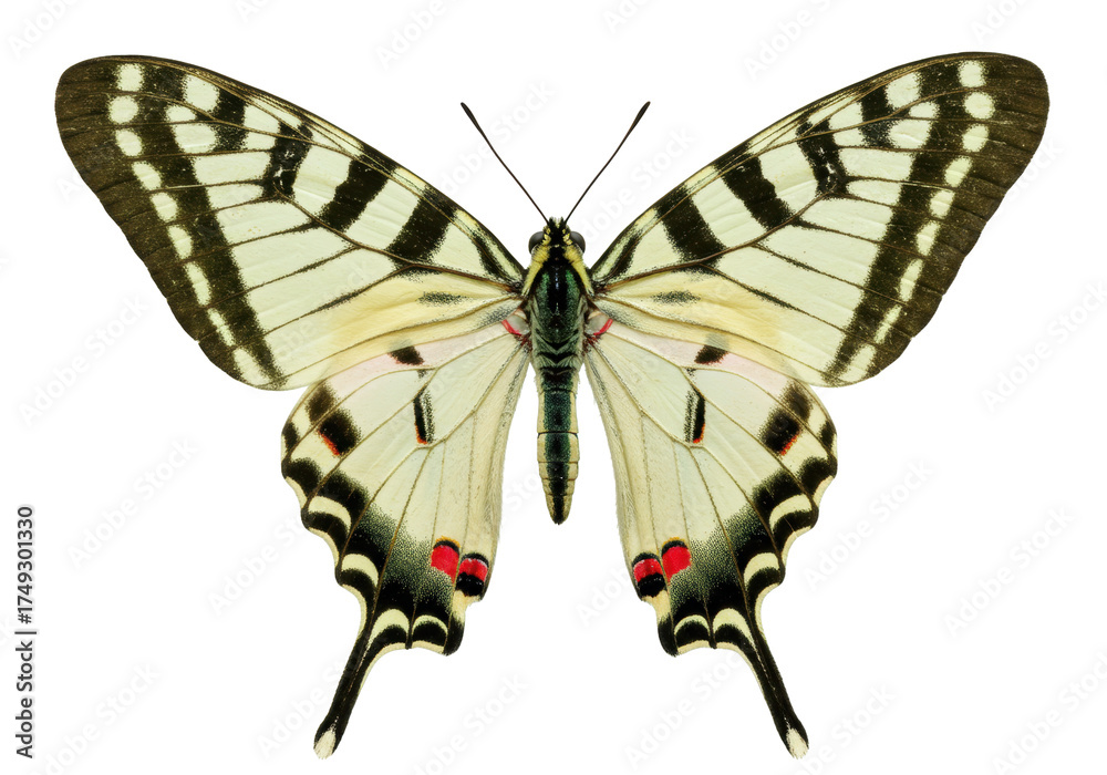 Fototapeta premium Isolated Eastern Tiger Swallowtail butterfly, elegant insect, beautiful wing pattern, vibrant colors