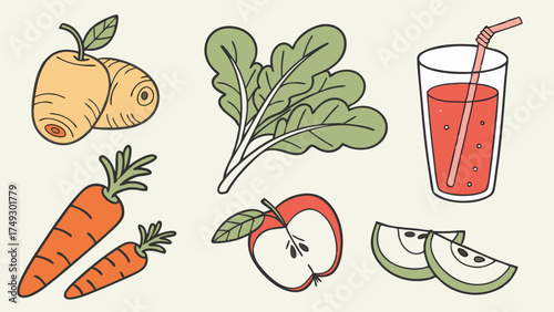 Fresh Carrot Apple Beetroot Green Juice Ingredients for Healthy Detox Drink Recipe Web Banner