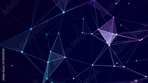 Triangular space forms. Information flows. Technological basis of neural networks. 3D rendering.