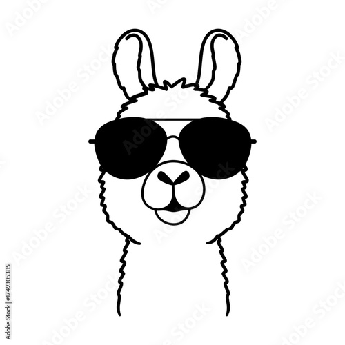 Lama with sunglasses svg cut file. Isolated vector illustration.