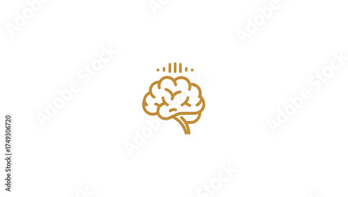 Alpha wave A minimalist neural AI assistant icon, a stylized brain with a single gold alpha wave, the icon isolated on white background for app, artificial (4)