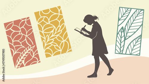 Creative pattern designer working on decorative panels for modern art and interior concept
