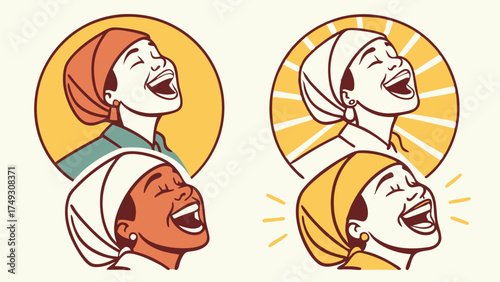 Happy smiling people faces illustration showing positive emotions for social media, education, happiness campaigns and motivation themed projects
