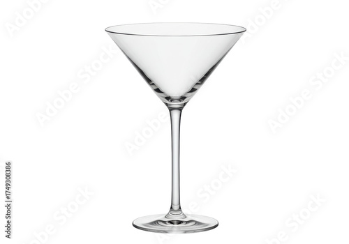 Elegant martini glass isolated on transparent background, classic barware for cocktails and drinks presentation