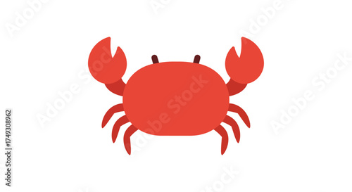 Simple Red Crab Illustration with Claws Up.