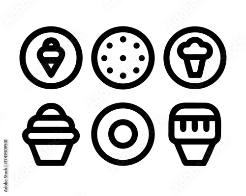 Sweet dessert icons representing confectionery