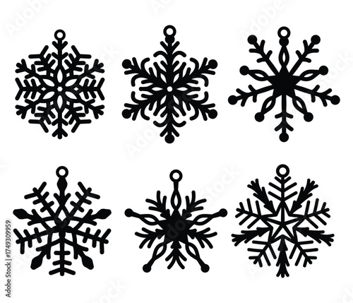 set of snowflake diy ornament template