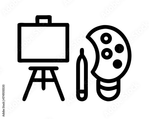 Art supplies icons representing creativity and hobby