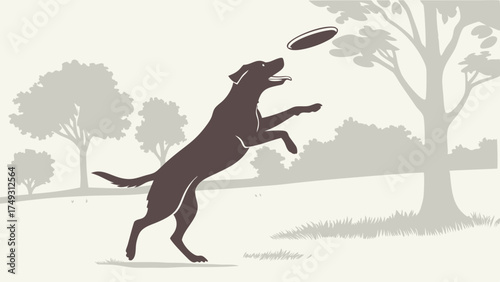 Happy Dog Jumping for Frisbee in Park. Energetic Pet Playtime for Outdoor Lifestyle, Pet Care, and Wellness.