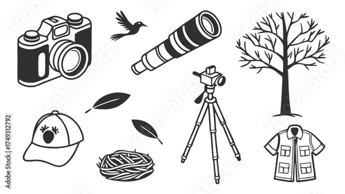 Essential Birdwatching Gear Collection for Nature Exploration Wildlife Photography Outdoor Hobby and Adventure