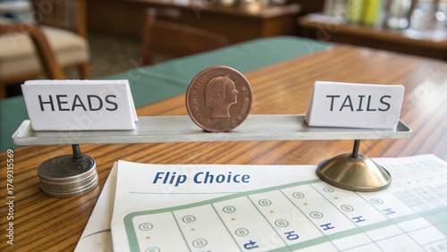 Wallpaper Mural Coin Toss Decision Maker with Heads and Tails on Balance Scale Torontodigital.ca