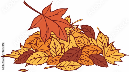 Colorful Pile of Autumn Leaves Raked Outdoors for Fall Season Marketing Seasonal Promotions and Cozy Web Design Background