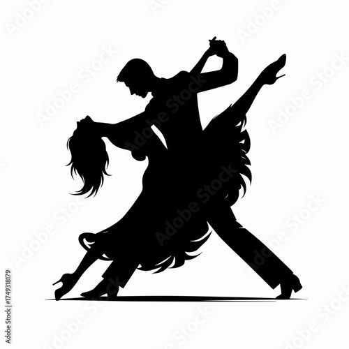 Black silhouette of dancing Couple